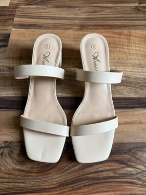 Athlefit Nude Double-Strap Heeled Sandals - Size 9